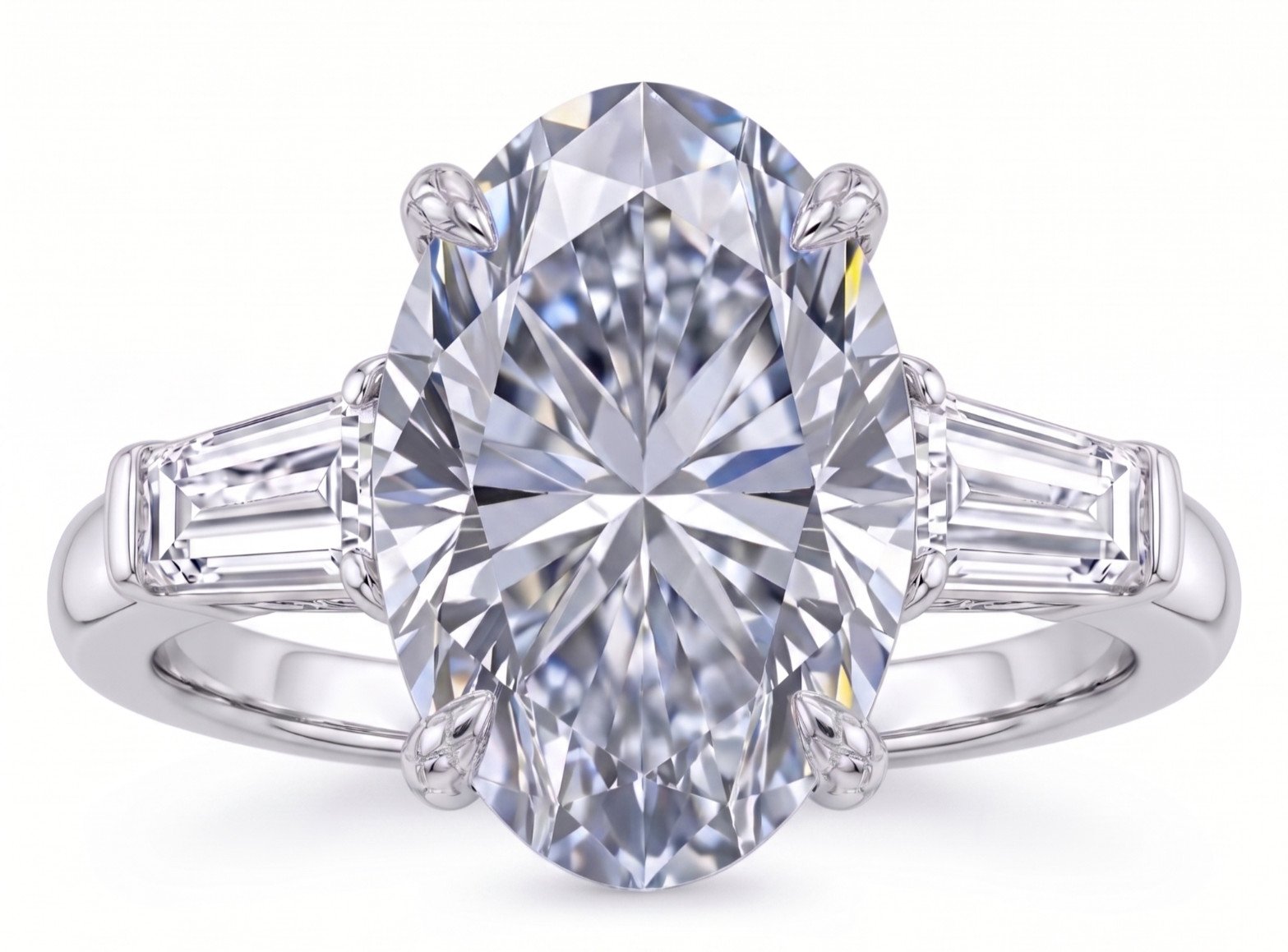8.00 Ct Certified Oval Shape White Natural Diamond Ring VVS1 White Gold Finish