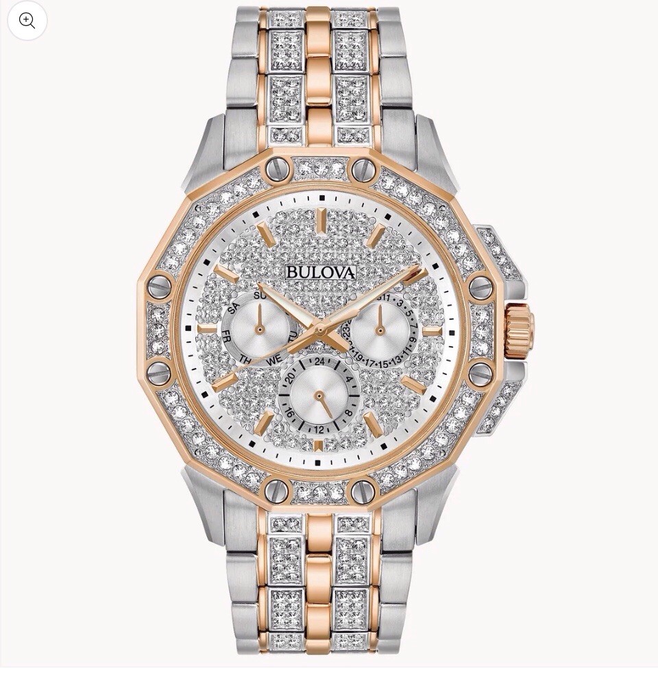 Bulova Men’s Crystal Octava Quartz Watch 41.5mm Gold Silver Two-Tone 98C133