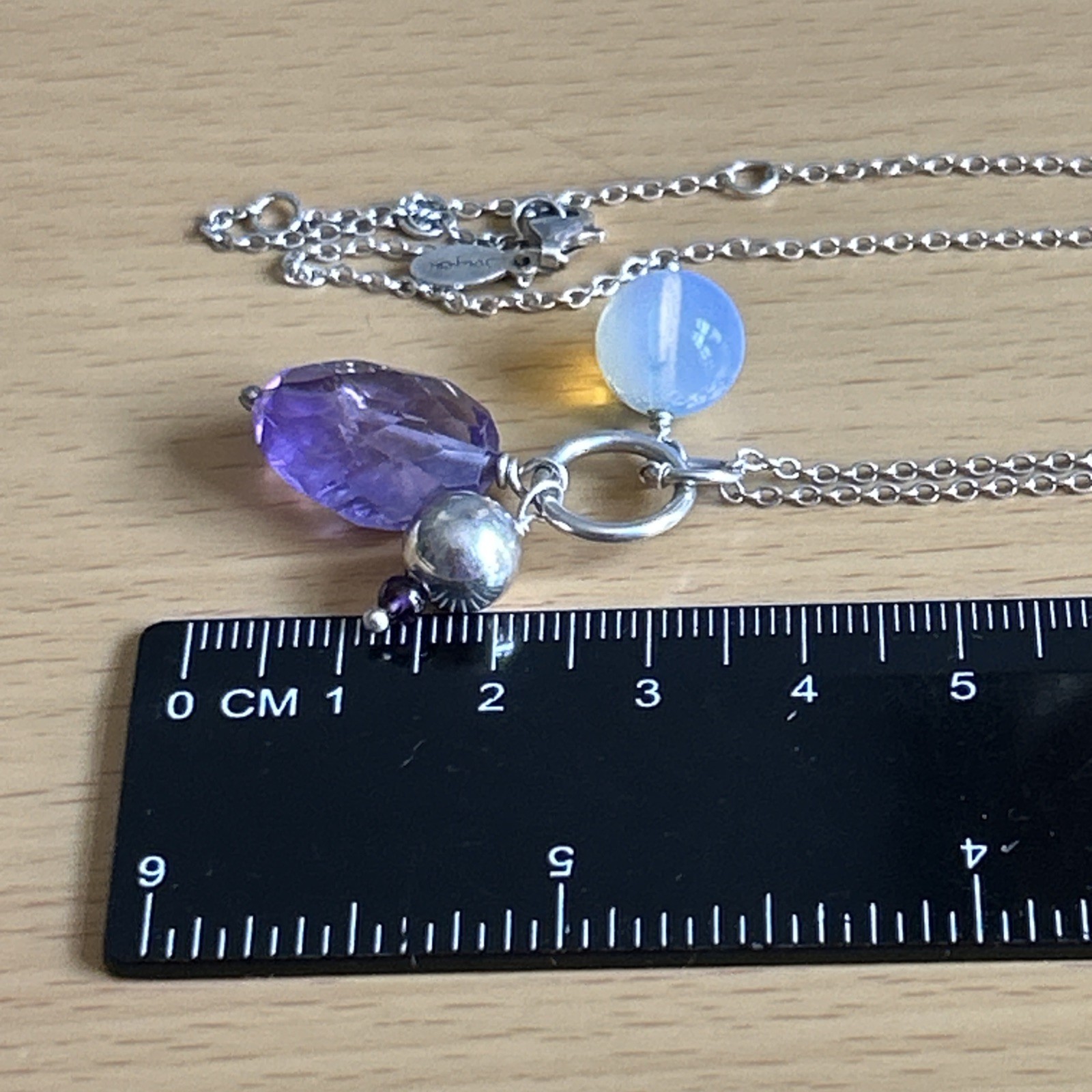 925 Silver Pendant : Charm Dangle Design On 43 Cm Chain/ Signed Soufeel