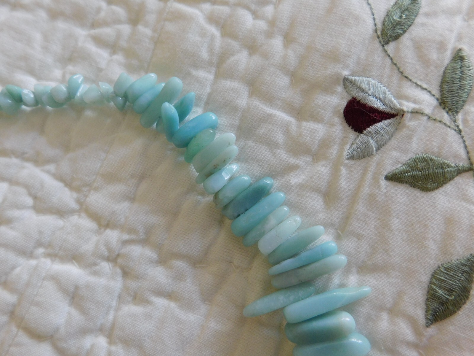 Chunky Boho Blue Teal Pointed Stone Bib Necklace 17” & 2″ Extender 87g