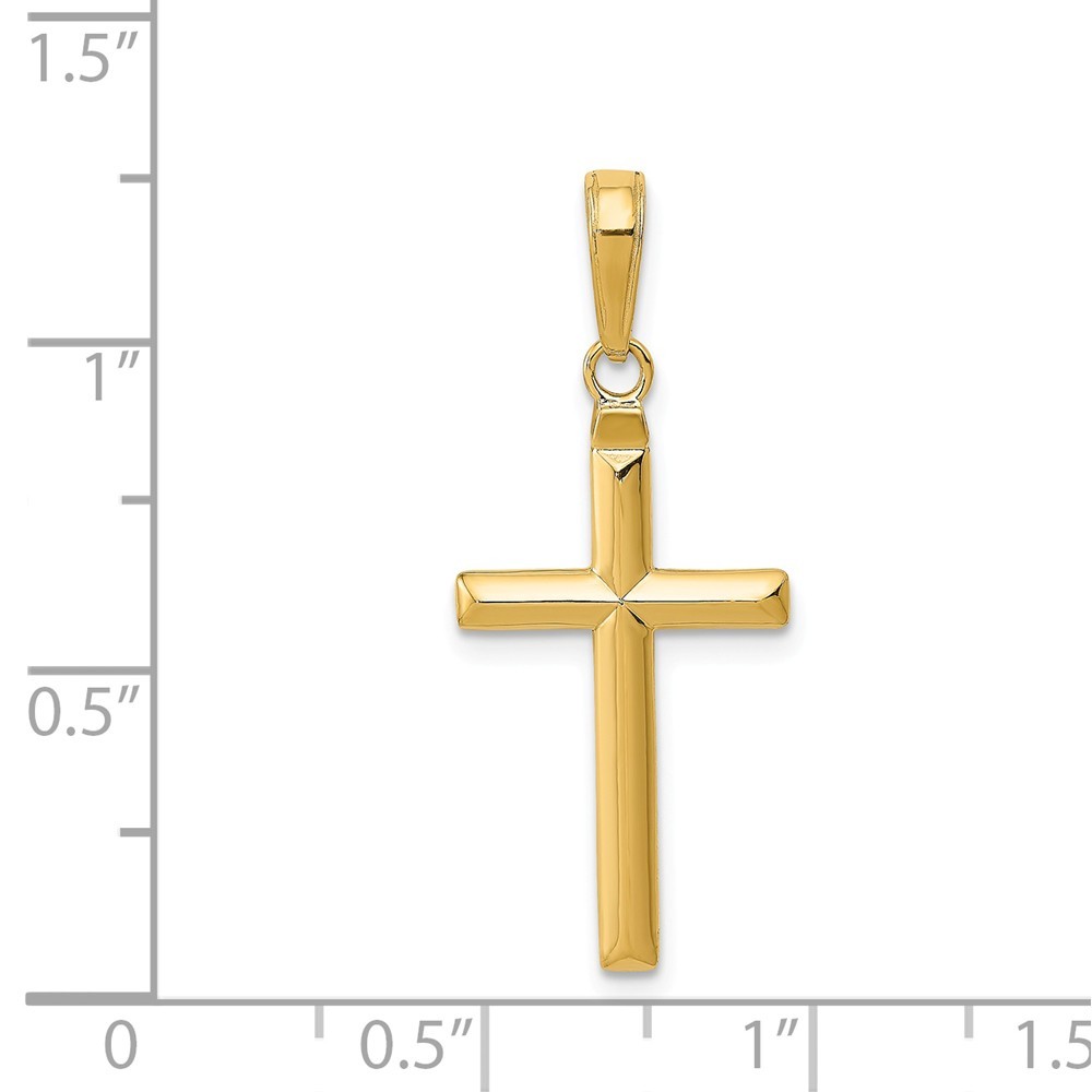 14k Yellow Gold Reversible Latin Cross Charm Pendant 1.1 Inch