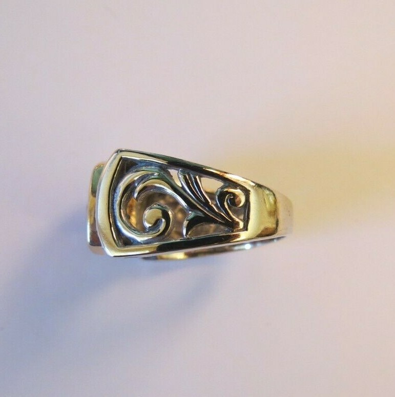 14k Rhodilite Garnet Diamond White Gold Checker Board Cut SZ 7 Designer NH 7.16g