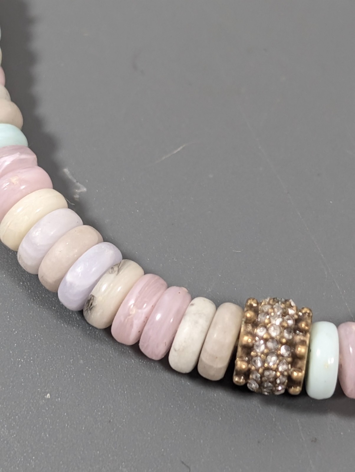 Stella & Dot Pastel Pale Heishi Stacked Beaded Neckalce Boho Gold Tone 22″