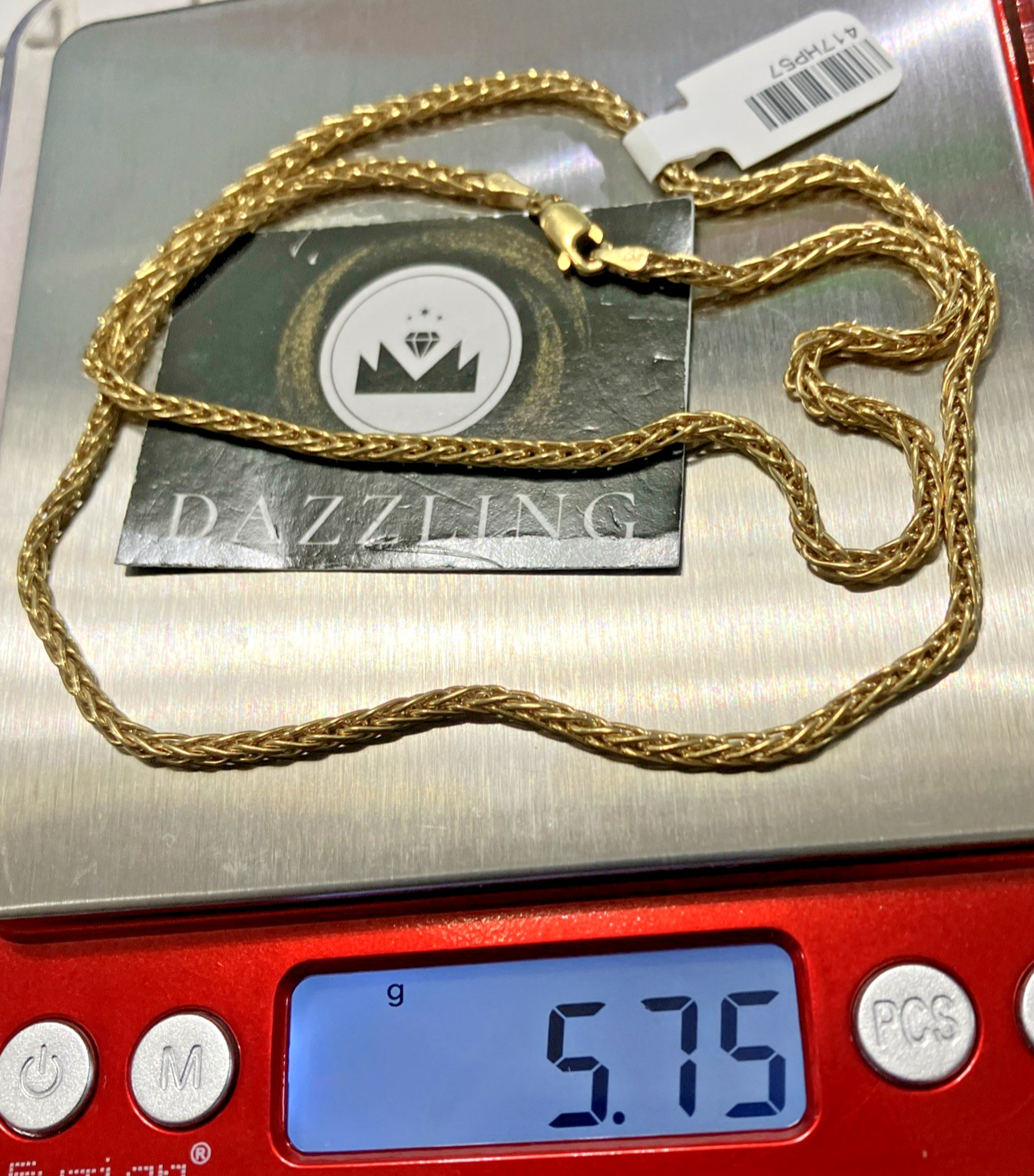 10kt Real Gold Wheat/Palm Link Chain 5.67Grams 2.7mm 20” GND Brand New w/Tag 10k