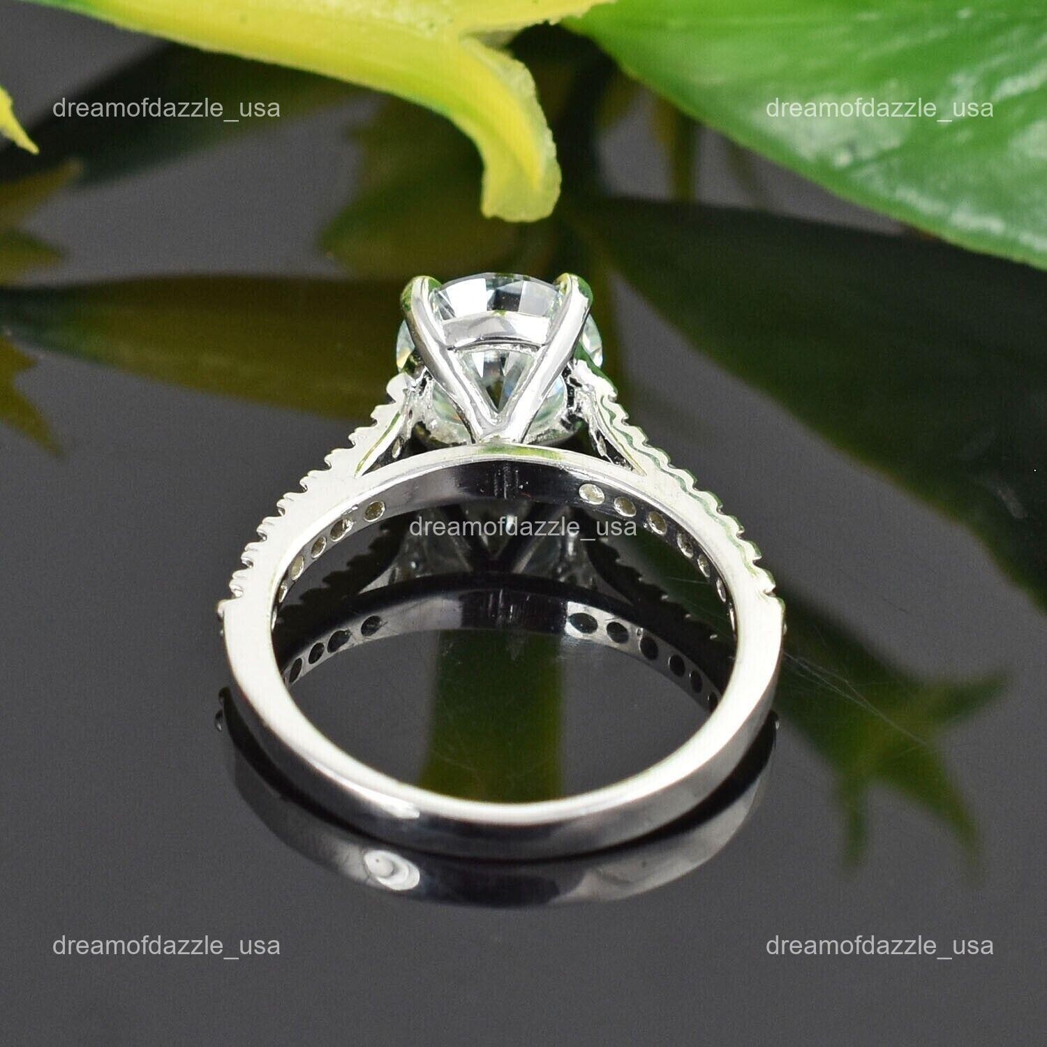 Diamond Resilient Lady Solitaire with Accents Sister Ring Jewelry 14K White Gold