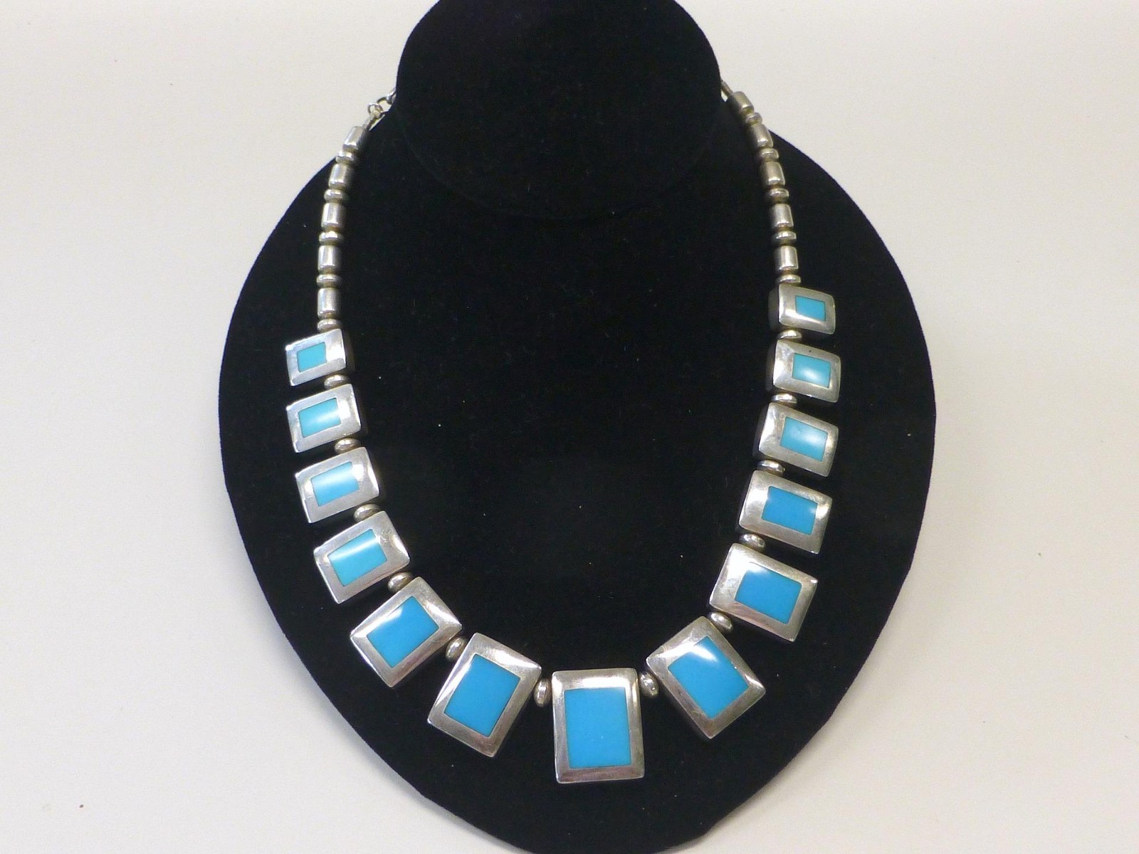 Christin Wolf Navajo Reversible Turquoise Sterling Silver Fringe Necklace Statio
