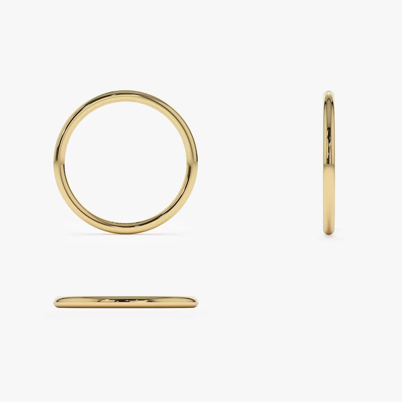 14K Solid Gold Wedding Band 1.5 MMDainty Stacking RingSimple Spacer Ring