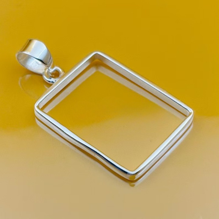 925 Sterling Silver 10x14mm Rectangle Open Bezel Pendant Setting Jewelry
