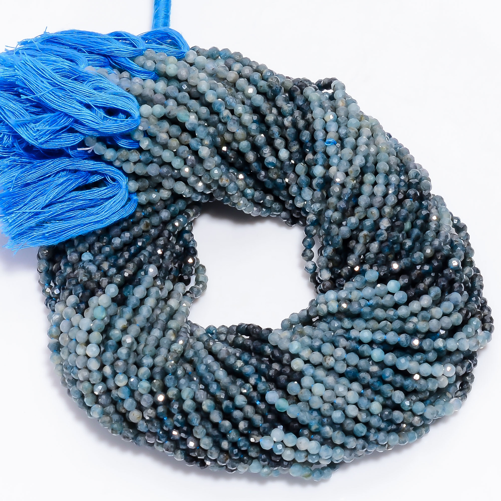 Natural blue tourmaline Gemstone Round Shape Faceted Beads 2X2mm Strand 12″