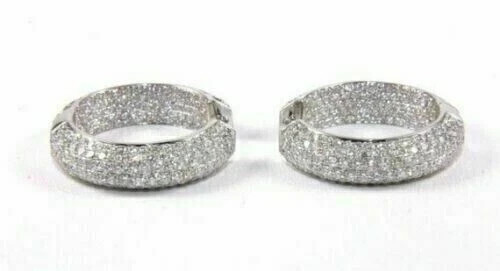 4Ct Round Cut Moissanite Pave Huggie Hoop Earrings 925 Sterling Silver