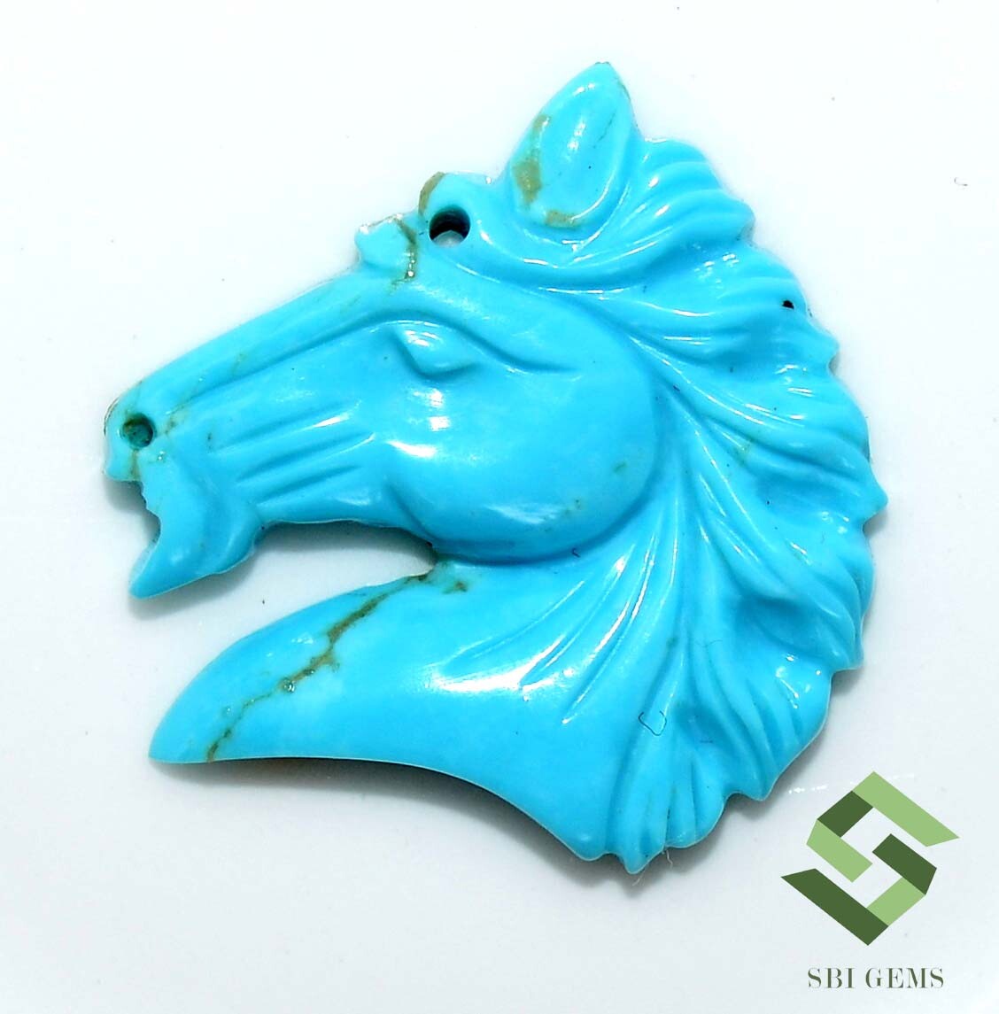 6.45 CTS Natural Turquoise Hand Made Carving 20×20 mm Beautiful Horse Shape Gems
