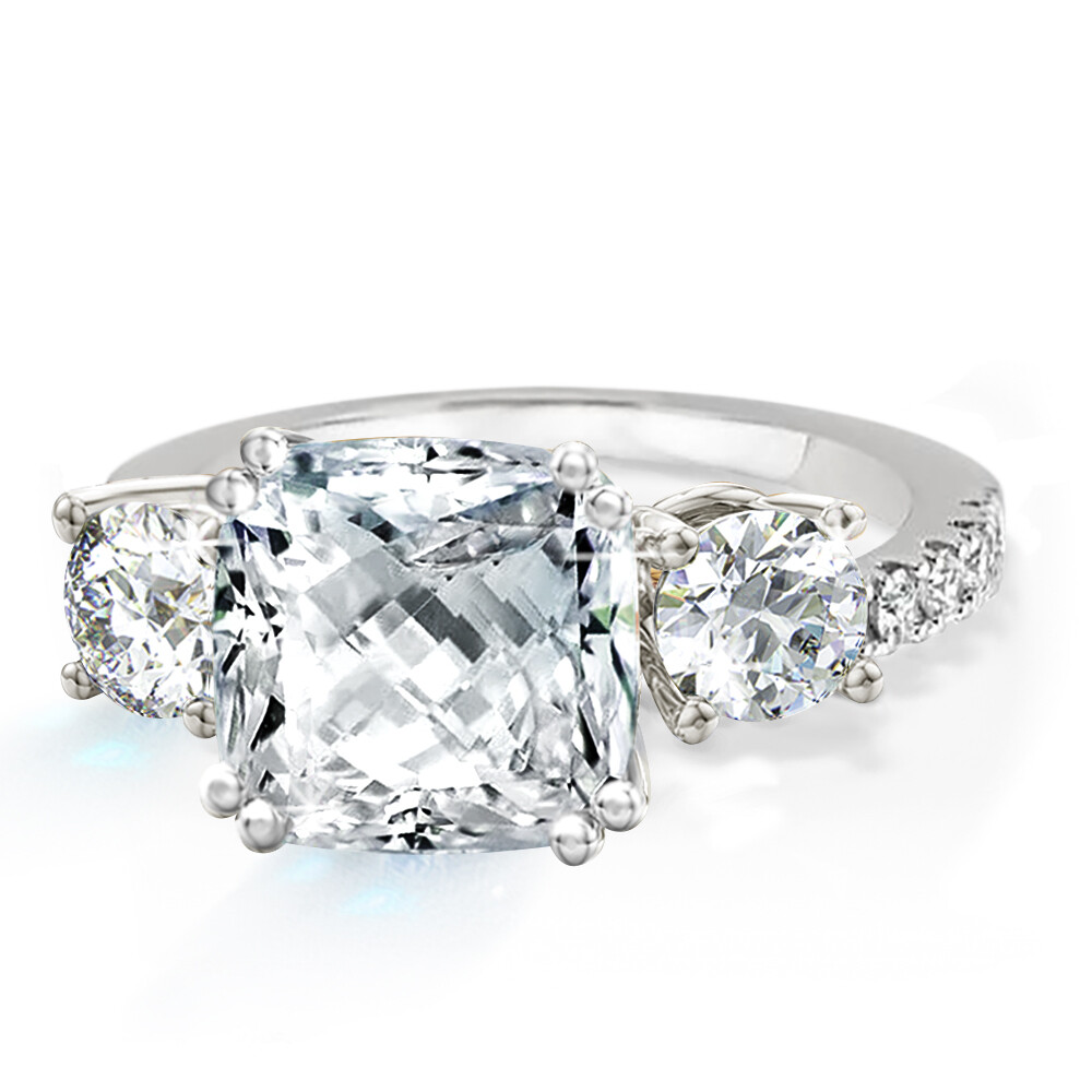 White Gold Plated 3 Stone CZ Pave Band Meghan Markle’s Royal Engagement Ring