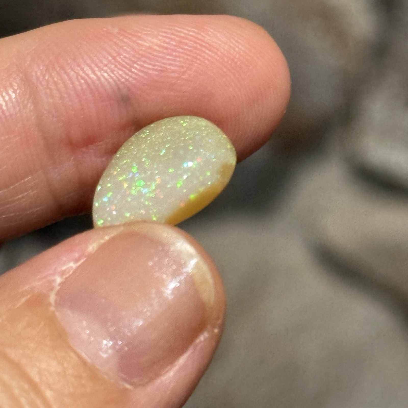 4.55ct 14.8×11.3x5mm Pin Fire Stardust Ethiopian Welo Opal Teardrop Cabochon