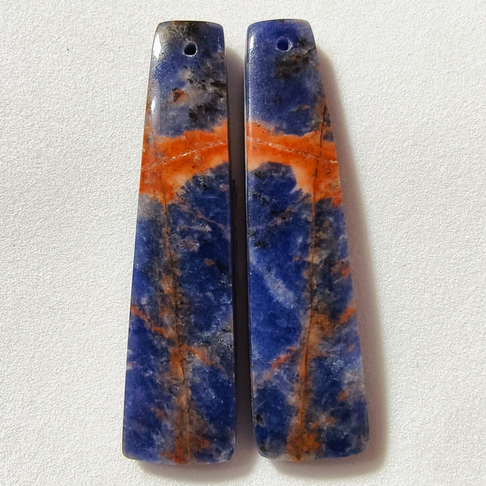 37 Cts Natural Sodalite Drilled Match Pair Cabochon Gemstone 42.6 X 10.9 MM
