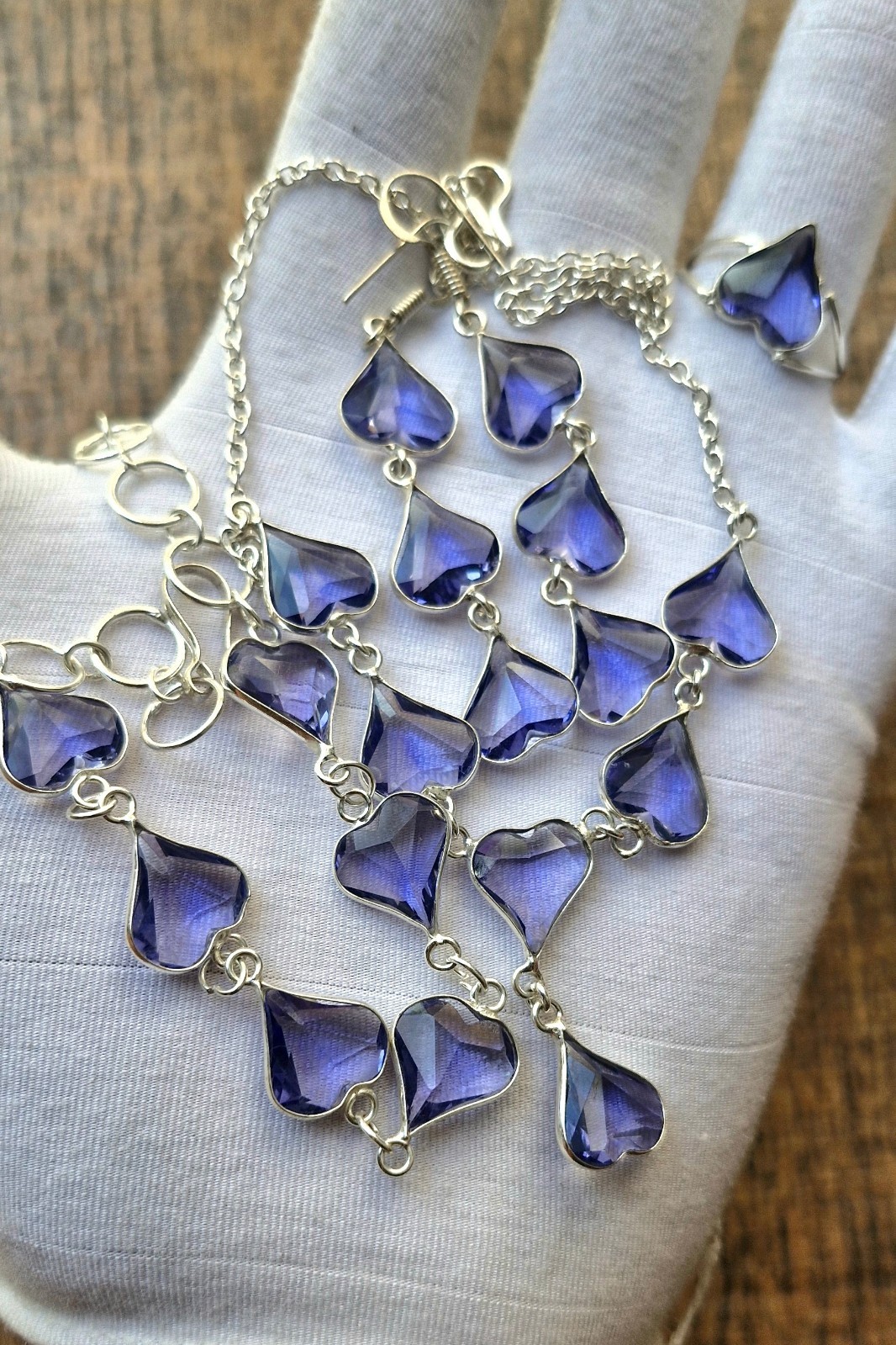 Iolite Topaz Gemstone 925 Sterling Silver Handmade Jewelry Set
