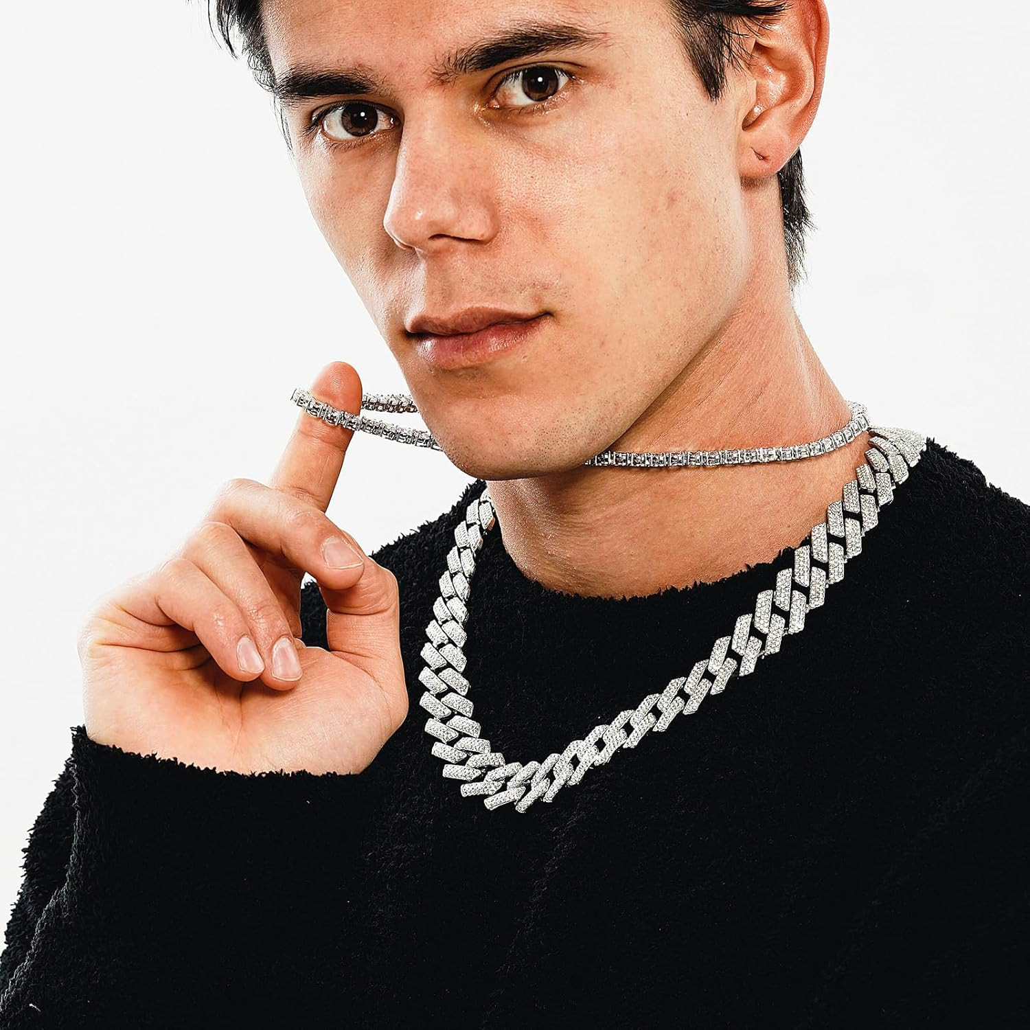 Cadenas de Titanium en Plata 925 Para Hombre Mujer Unisex Cadena Cubana Joyería