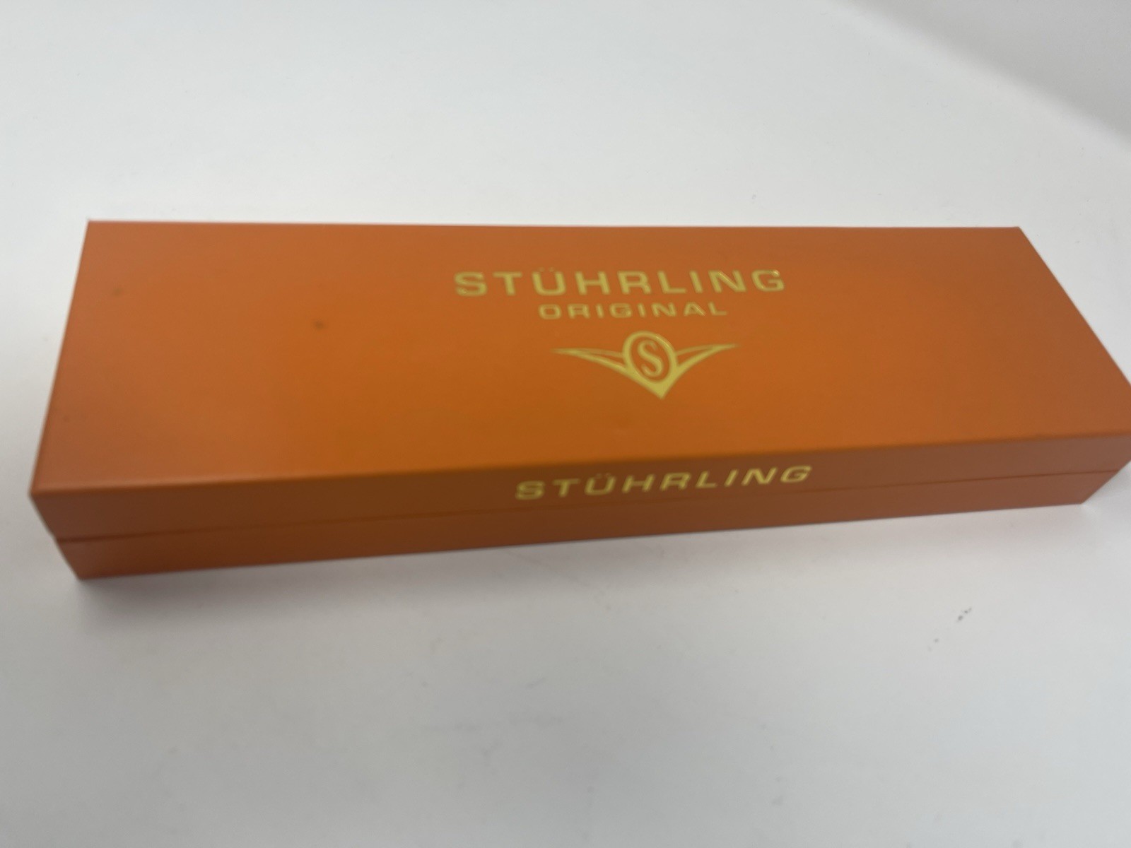 Stührling Original Watch Box Case Orange Gold Logo w/ Inserts & Cloth – No Watch