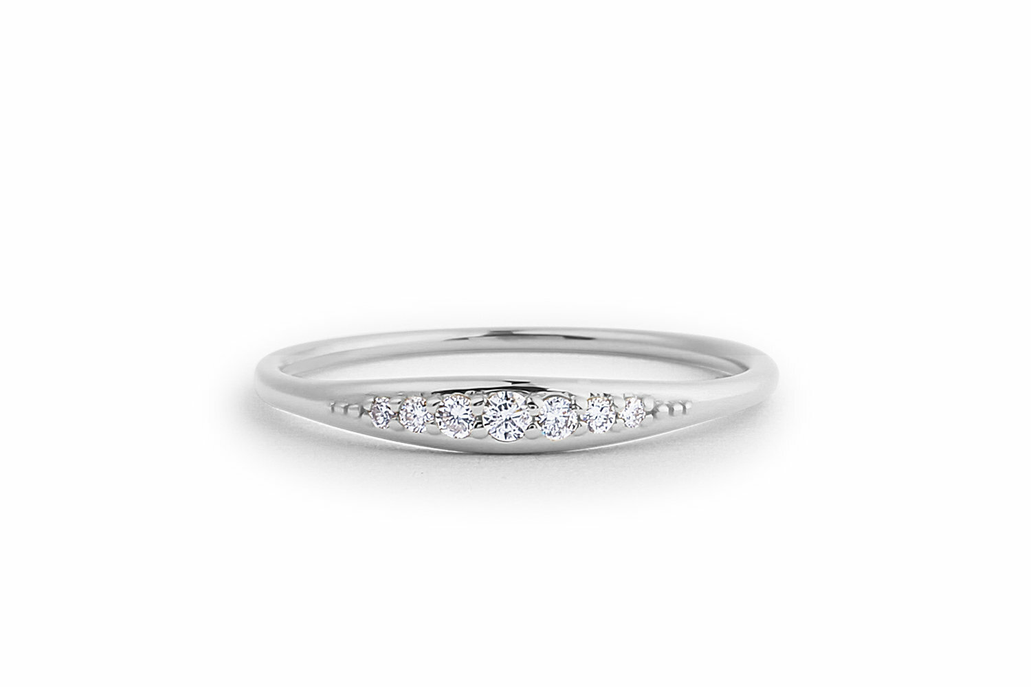 Diamant Memory Goldring 7 Brillanten 0,10 Karat in 585er 14 K Weißgold Rosegold