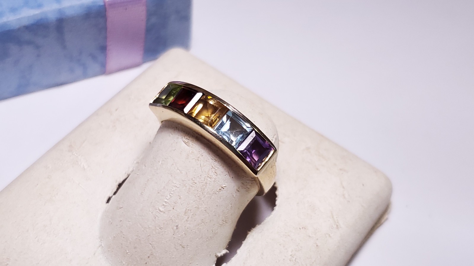 Estate 2.5ctw Natural Multi Gem Princess Channel 10Kt Yellow Gold Band Ring24733