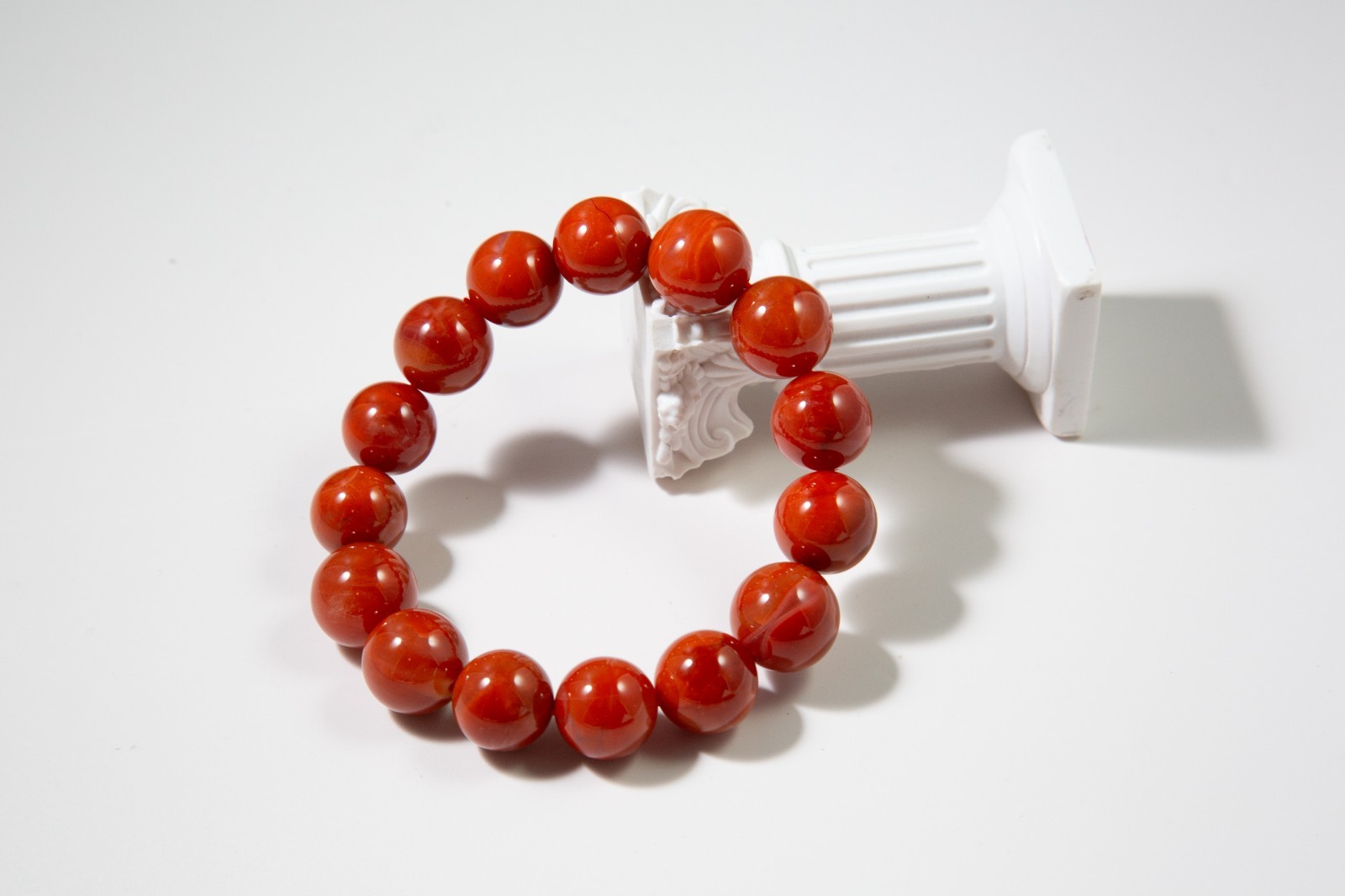 14-15mm High Grade Red Nanhong Agate Beaded Bracelet | 南红手串