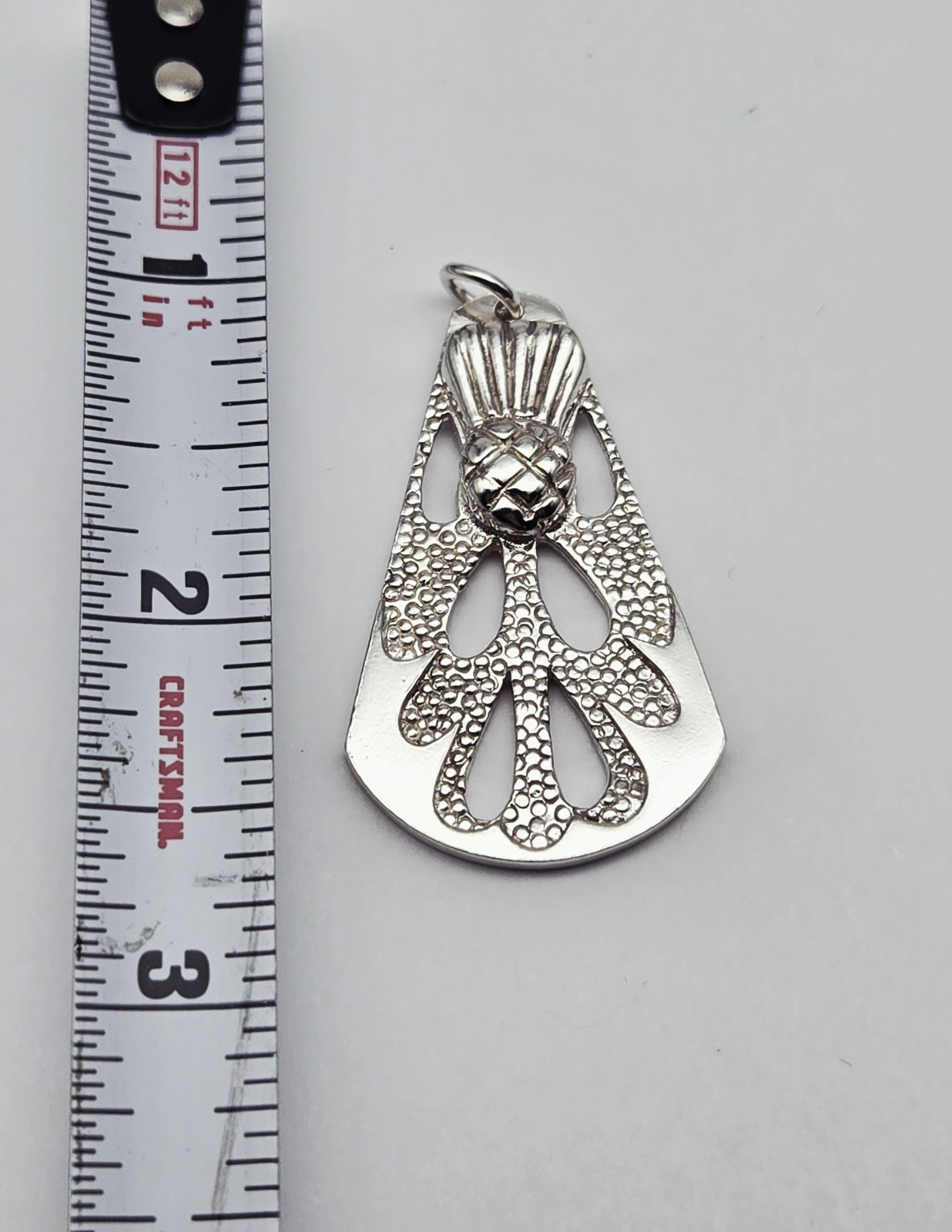 Vintage Sterling Silver Scottish Milk Thistle Floral Scroll Drop Pendant – 13.0g
