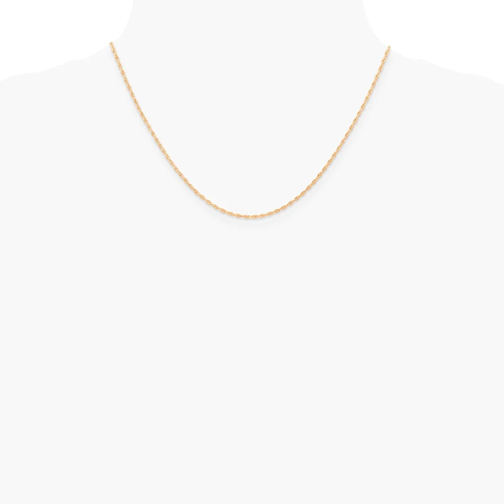 14K Rose Gold 1.15mm Carded Cable Rope Chain Necklace 16″-24″