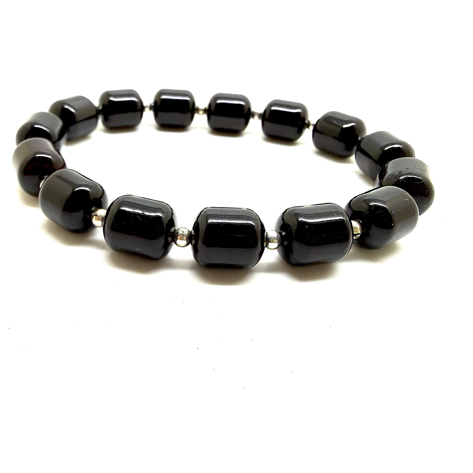 Baltic Amber Beaded Bracelet Cherry 11x9mm Barrel Stretch Healing 11.6g