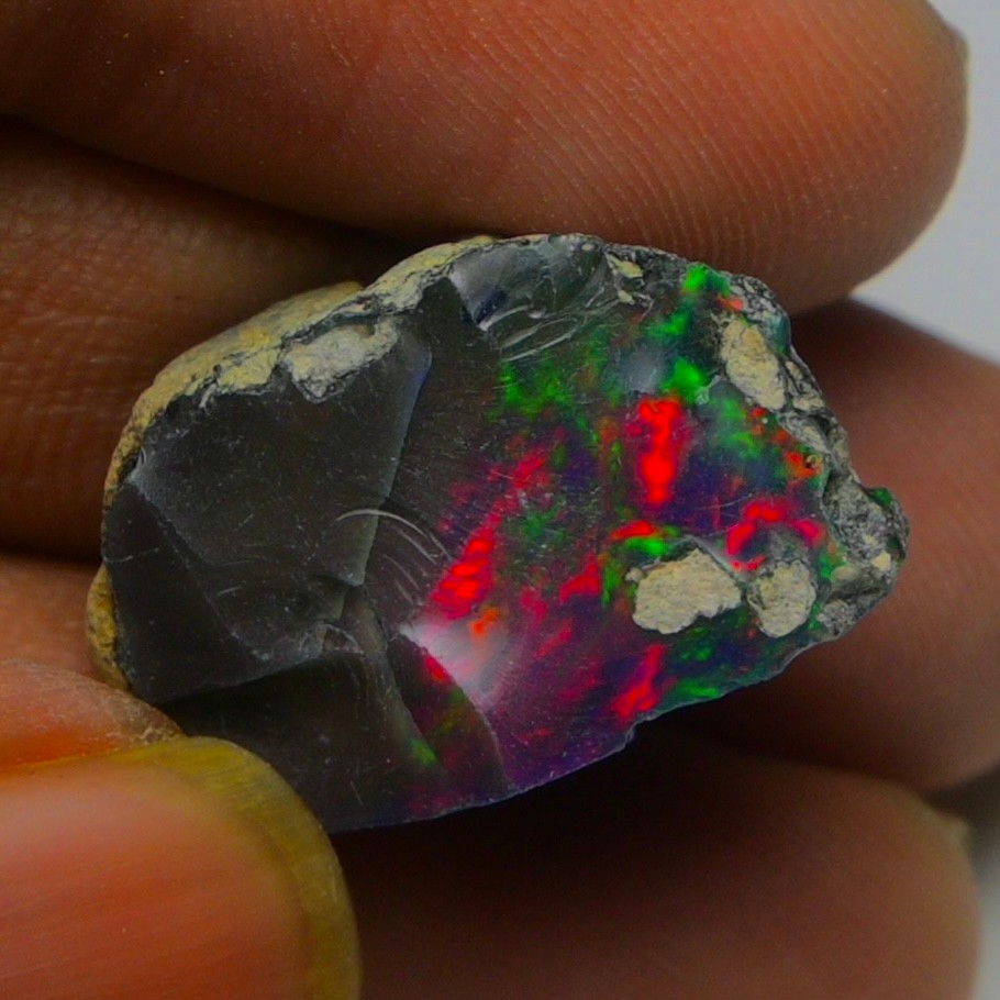 Black Opal Rough 12.45 Carats, Smoked Ethiopian Welo Opal Rough, Fire Opal Raw