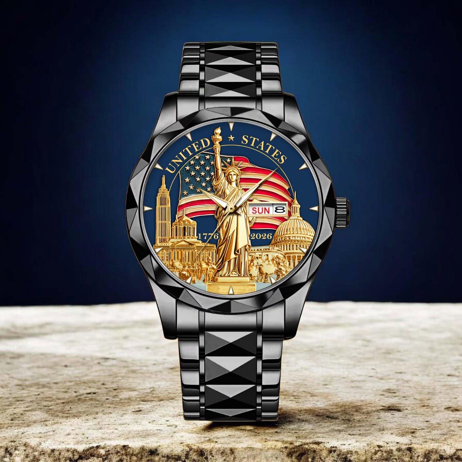 2026 USA 250th Anniversary Gold Watch Statue of Liberty American Flag Men’s Gift
