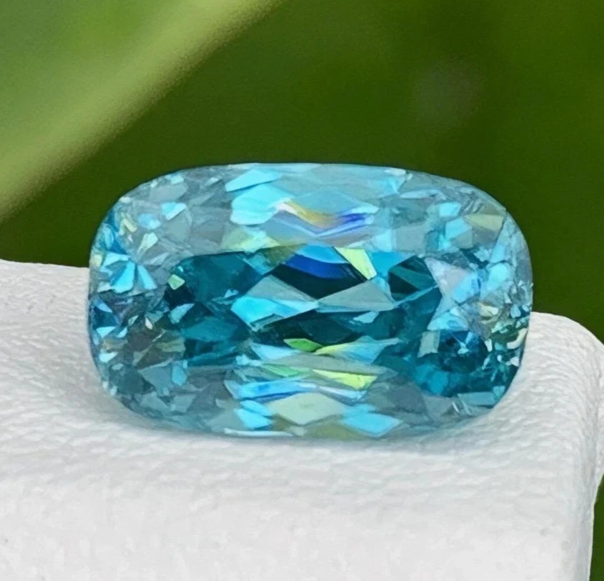 Natural Blue Zircon Cambodian GIE Certified Cushion Cut 14.85 Ct Loose Gemstone