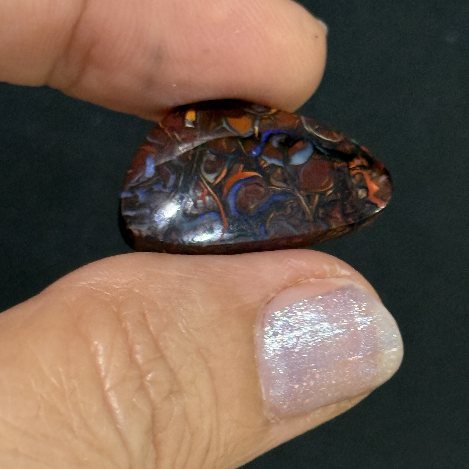 17ct 24.3×14.7×5.4mm Colorful Australian Koroit Boulder Opal Free Form Cabochon