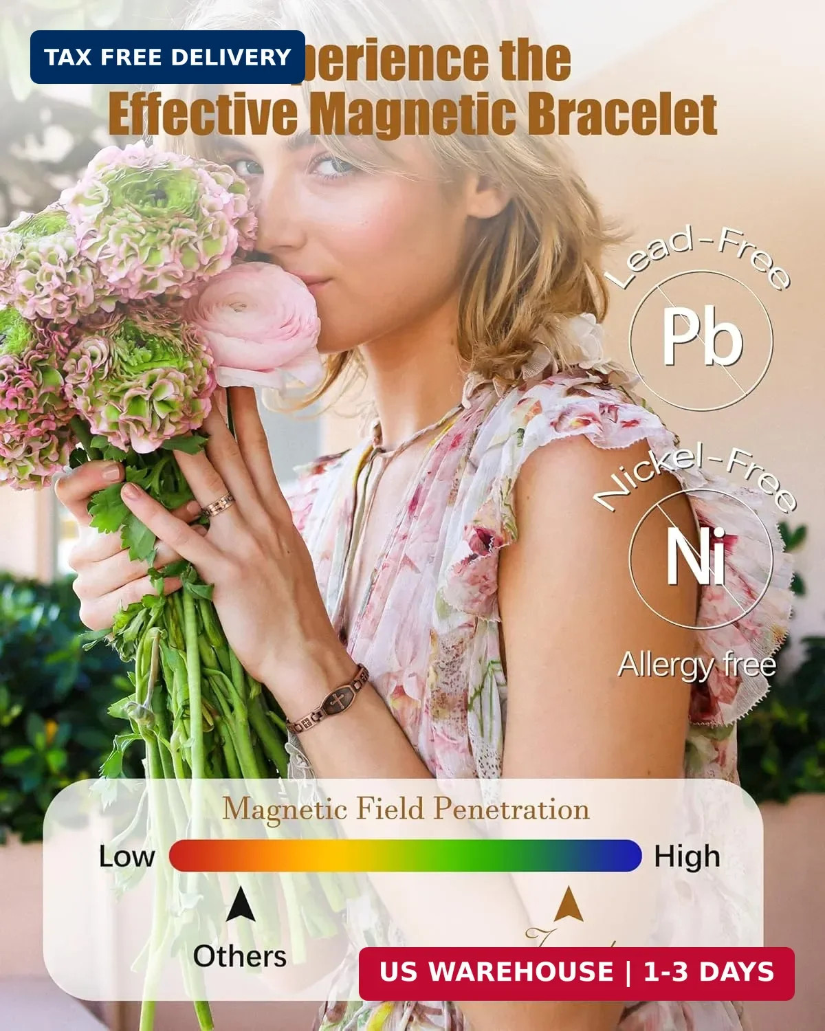 Jeracol Copper Cross Magnetic Bracelet & Ring for Women – 99.9% Solid Pure Coppe