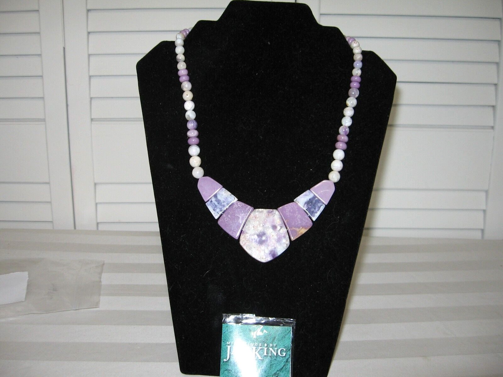 Jay King 18″ – 21″ Lavender Jade Agate Necklace with 925 Streling Silver Clasp