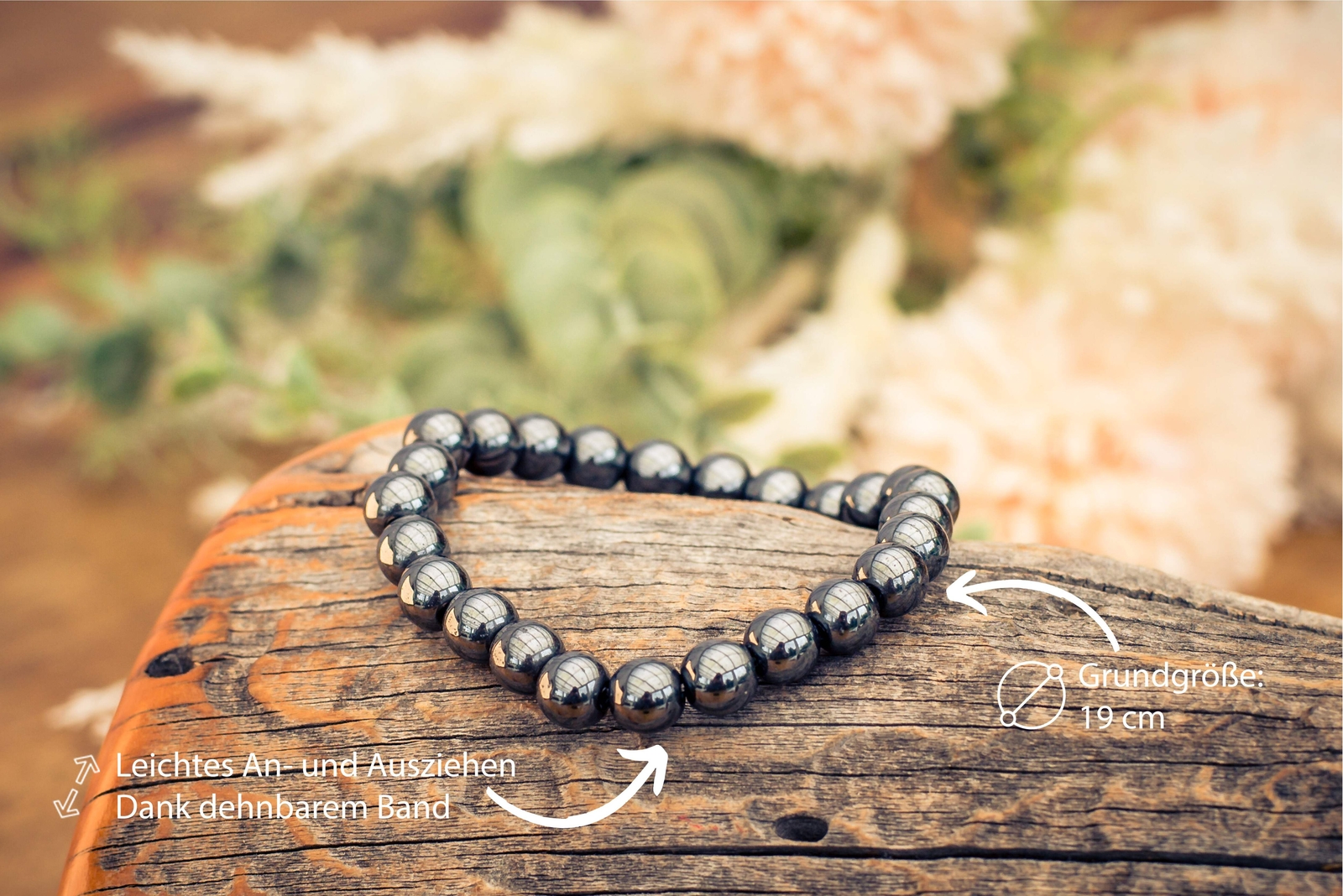 Hematite Ball Bracelet | 8mm Beads | Stretchy | Gemstone Bracelet
