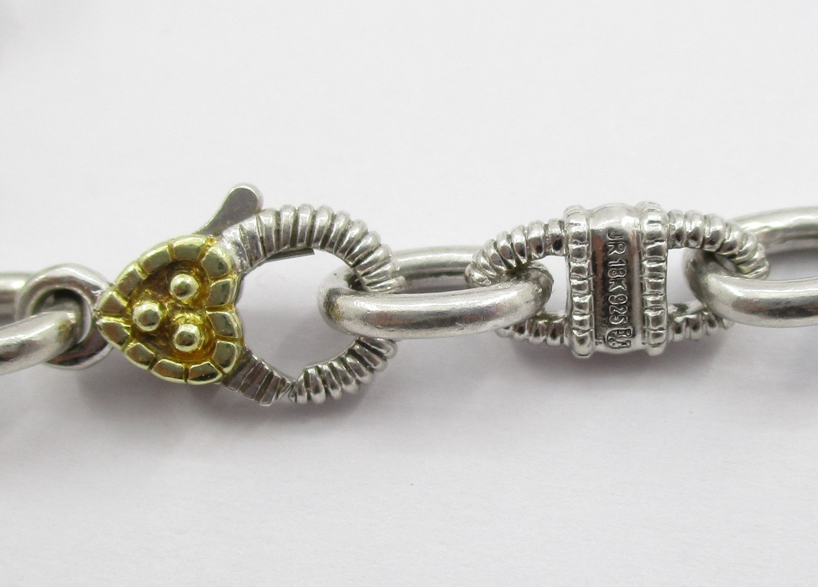 Judith Ripka 0.02CT Round Diamond Two Tone Sterling Yellow Gold Bracelet 7.25″