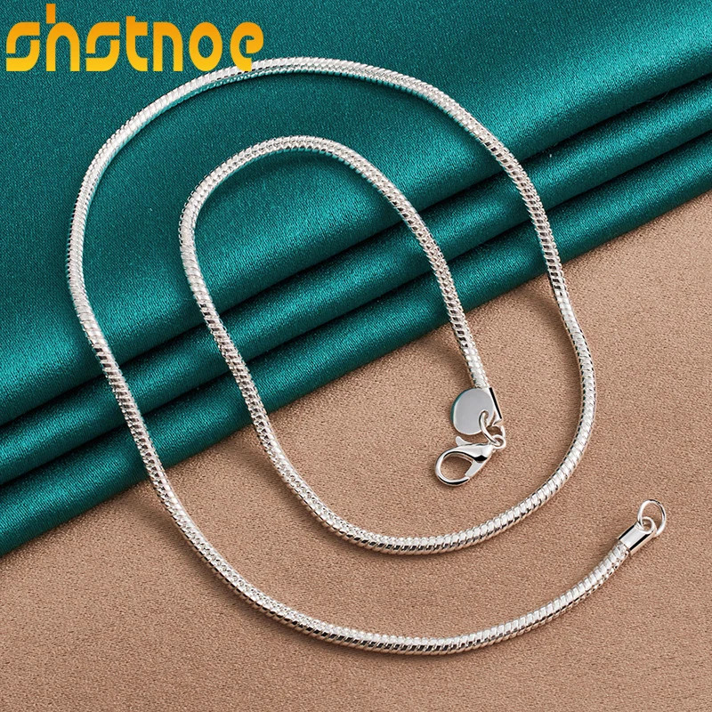 SHSTONE 925 Sterling Silver 3mm 16-30 Inch Snake Chain Necklace For Women Man