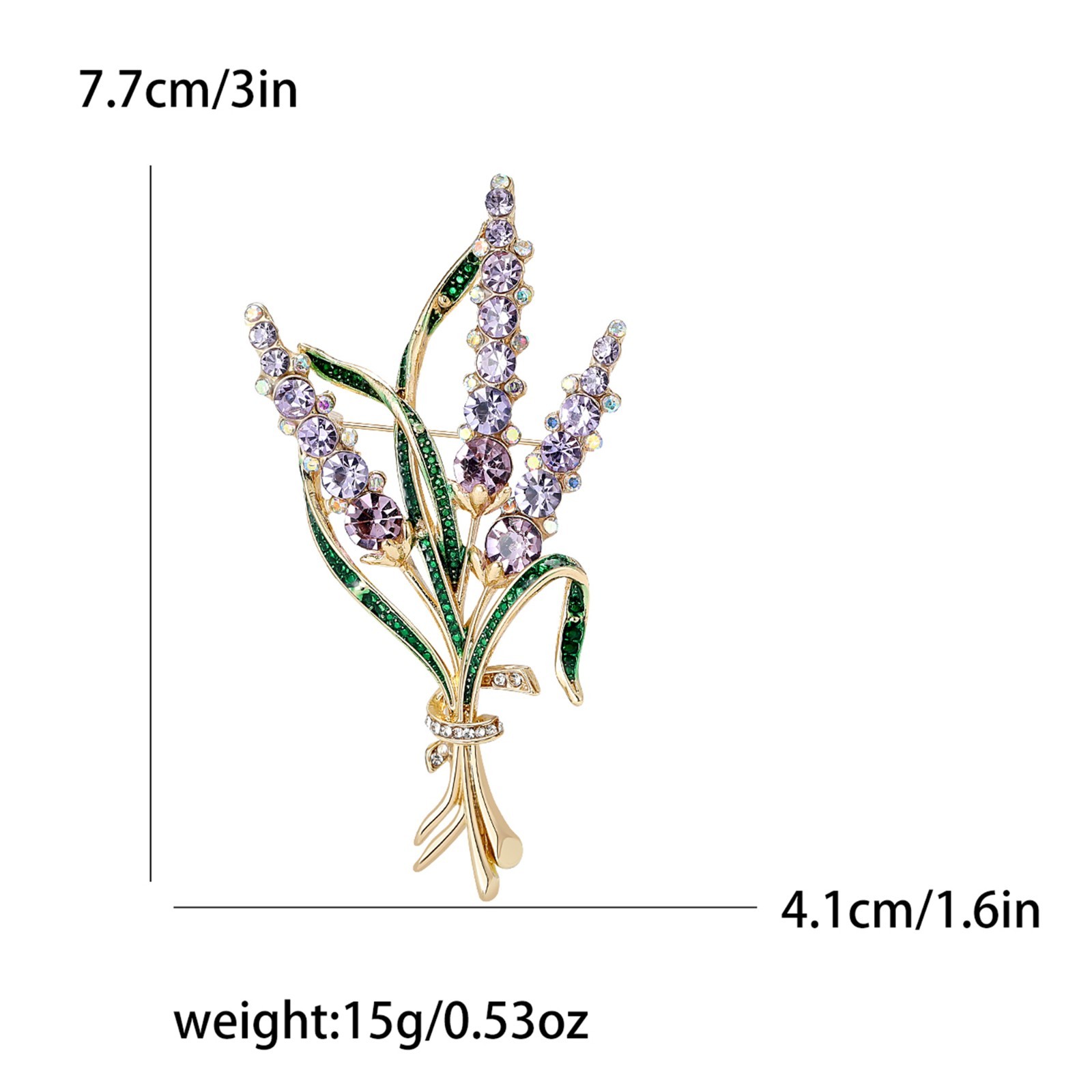 Rhinestone Wheat Ear Brooch Pin Unisex Plant Lapel Badge for Jacket Hat Backpack