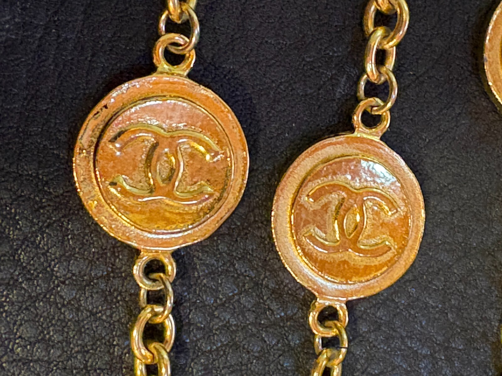 CHANEL Necklace AUTH Coco CC chain Rare Pendant Gold 180cm Choker Medal Coin F/S