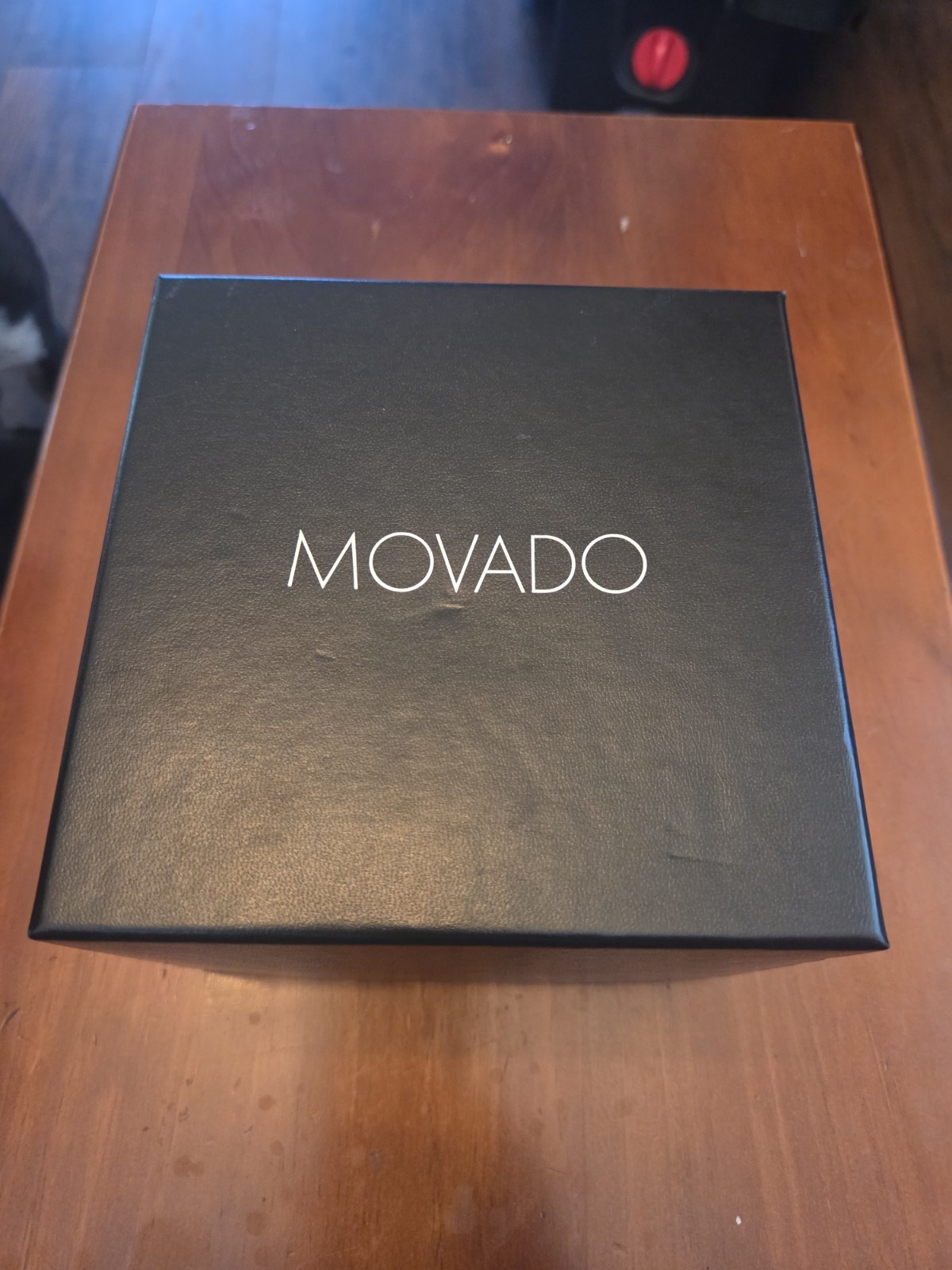 Movado Museum Swiss Made Quartz Black Dial Leather Strap Watch w/ Box Manual