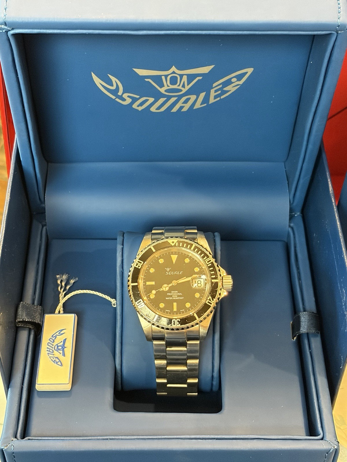 Squale 1545 Swiss Automatic Diver 200m Black Dial Steel Bracelet Date Box