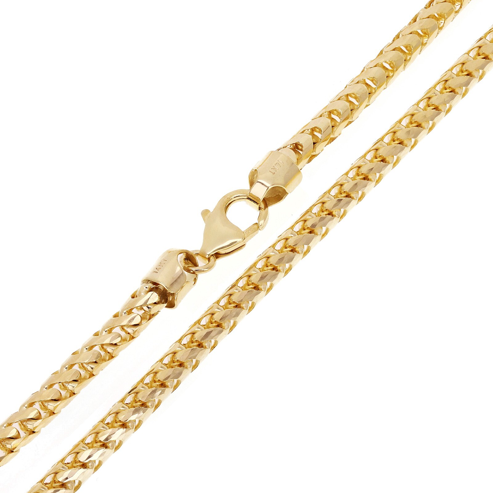 Italian 14k Yellow Gold Solid Diamond Cut Franco Chain Necklace 20″ 4mm 42.6gram
