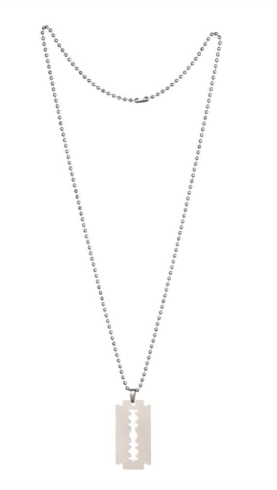 HomeSoGood Pendant Unique Razor Blade Shaped Punk 4.3 cm by 2.2 cm, silver