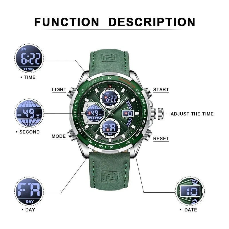 NAVIFORCE Men’s Military Sports Watch Chronograph Waterproof Quartz Wristwatch