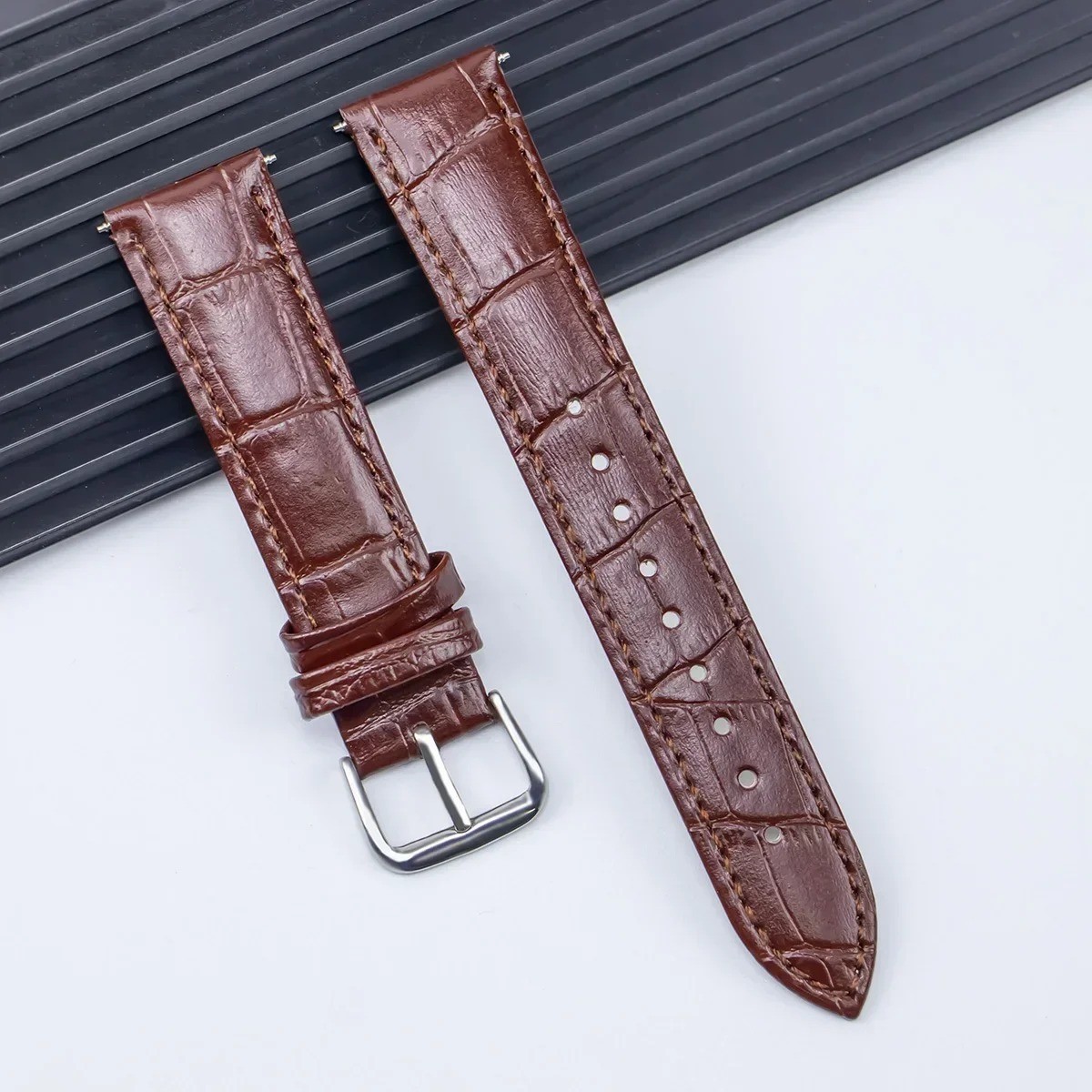 Leather Watch Band Strap 12 14 16 18 20 22 24mm Stainless Steel Buckle