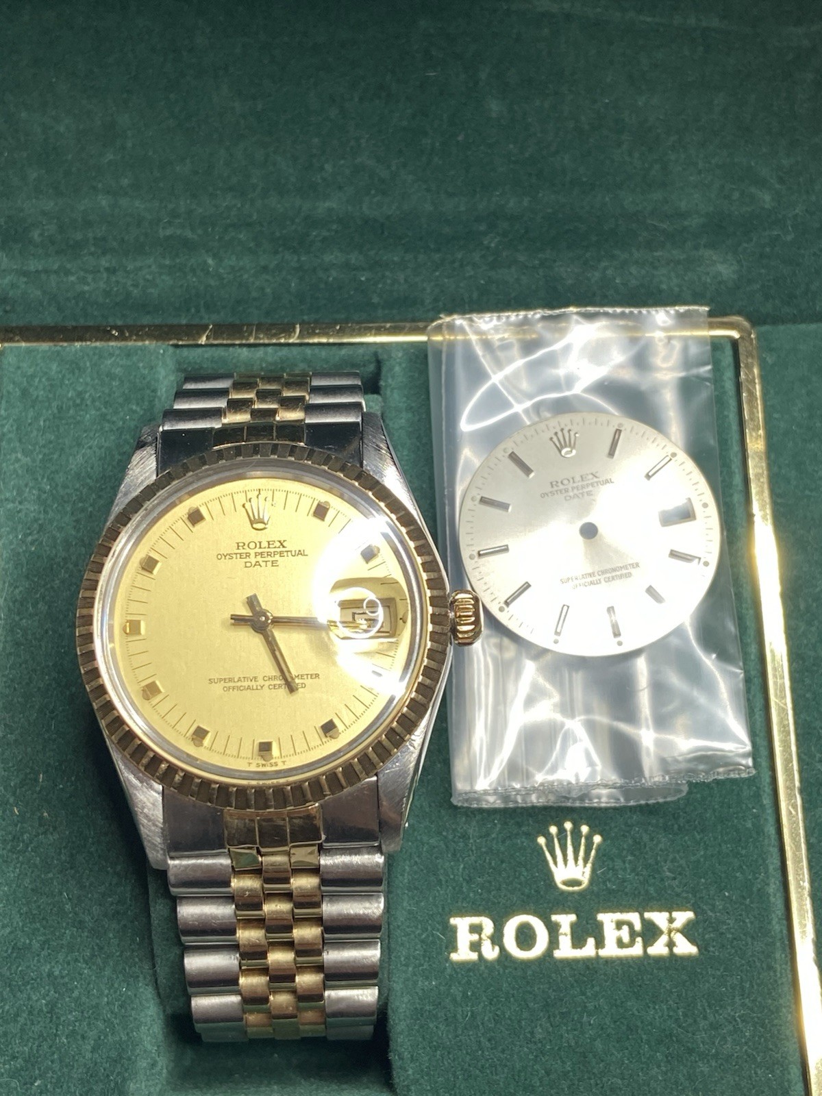 ROLEX ♛ Oyster Perpetual Date 15053* SS & 18K Full Set With Extra Dial ~Preloved