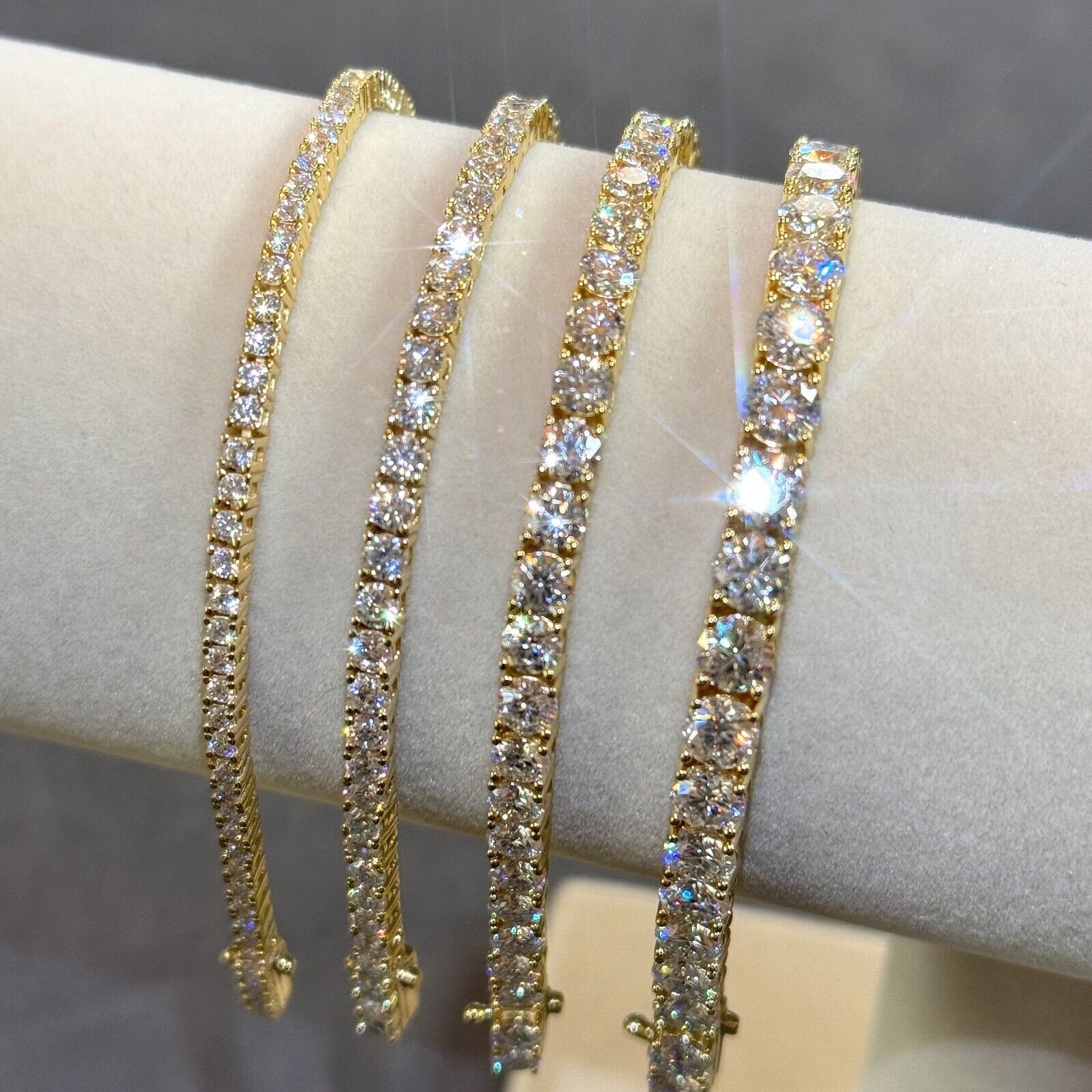 VVS1 Certified Moissanite Tennis Bracelet – 925 Silver or Gold Plated All Sizes