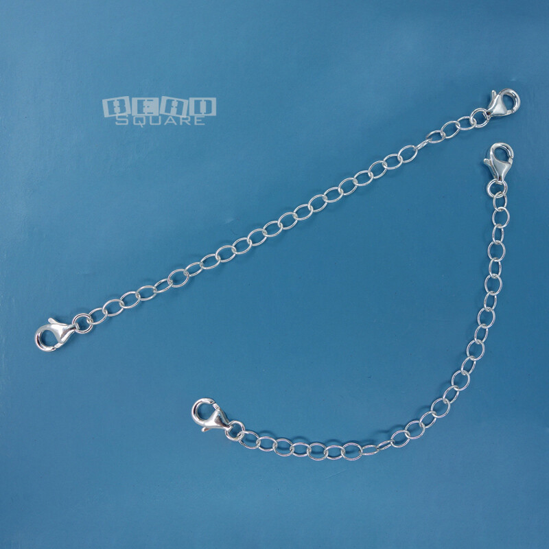 2 Sterling Silver Lobster Claw Clasps Safety Chain, Connector, Extender 4 inches