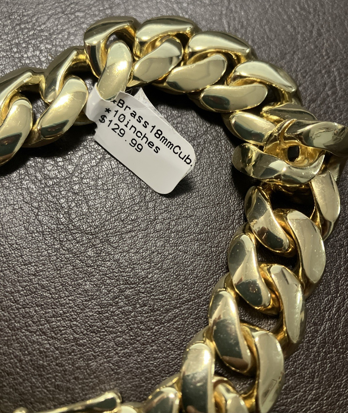 Gold-Plated Base metal Brass Jumbo Bracelet 18mm 10 Inches 129 Grams