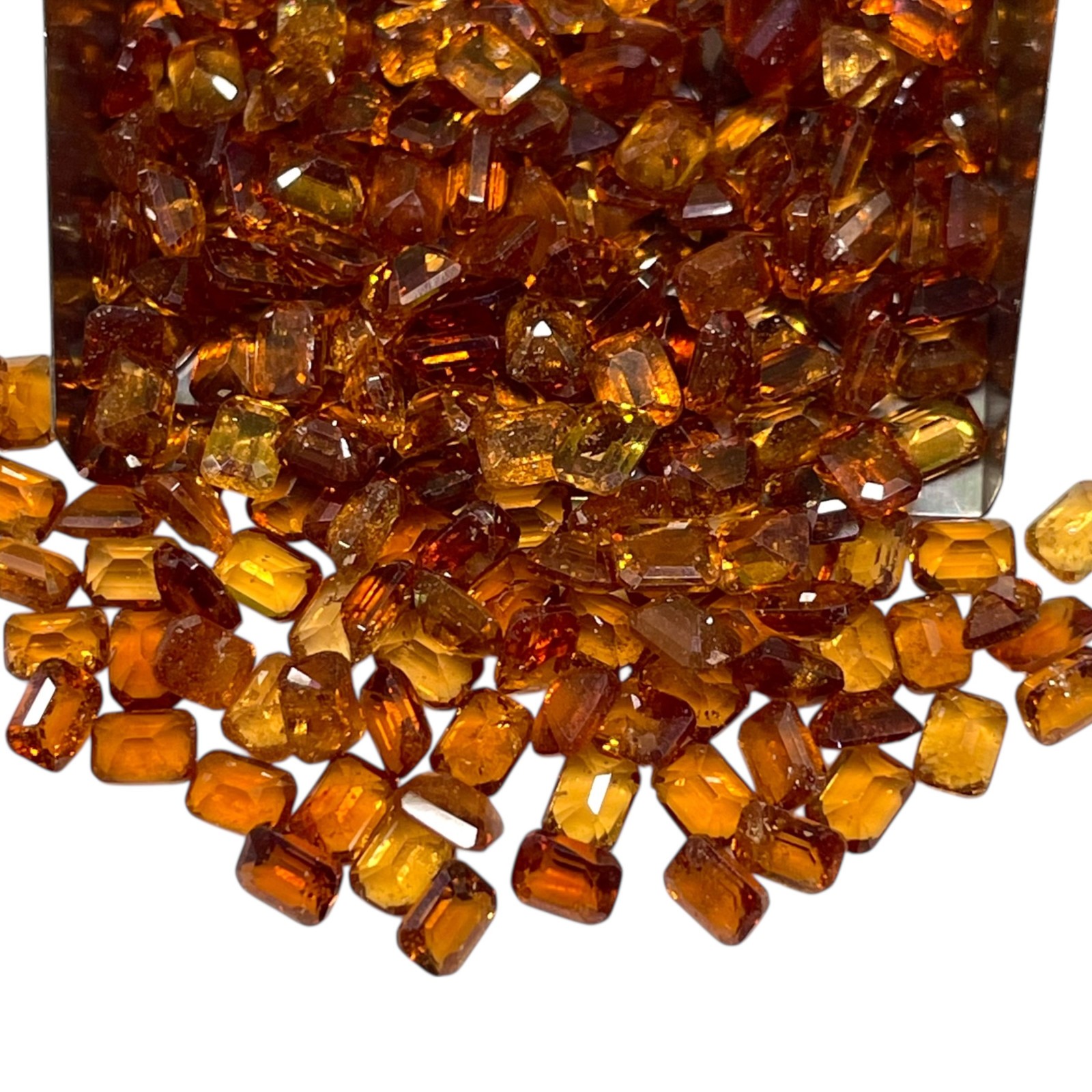50 Pcs Natural Hessonite Garnet 3.8×2.8mm Emerald Cut Loose Untreated Gemstones
