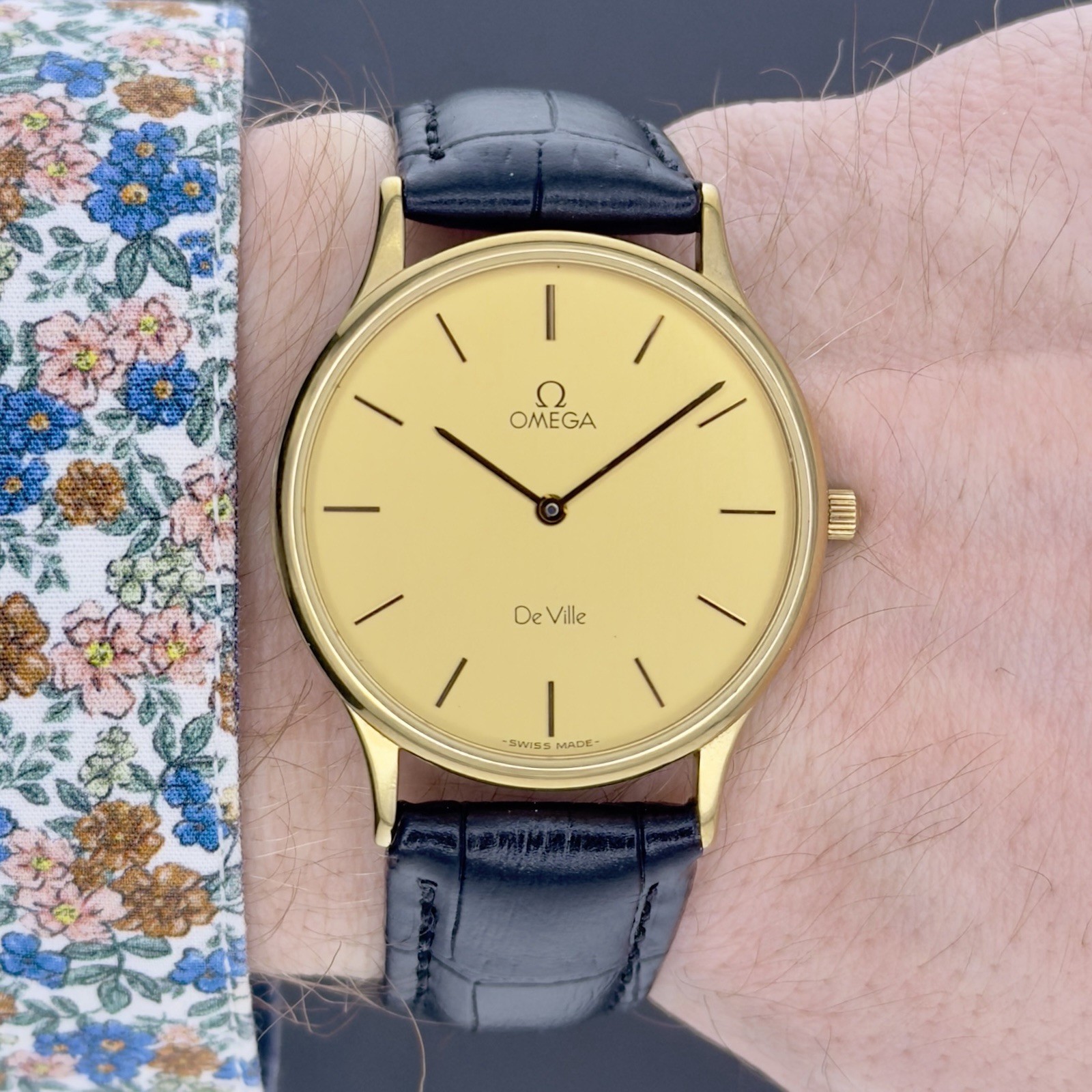 Vintage 1983 Omega DeVille – Gold Dial – Push Crown – Ref 195.0039 – Men’s Watch